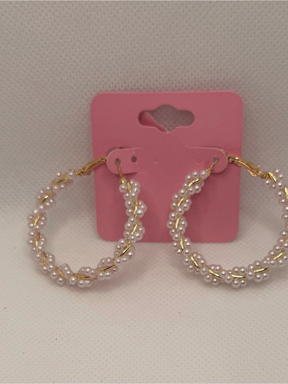 Fashion Jewelry Gold Hoop Earrings with White Pearls - Women Jewelry